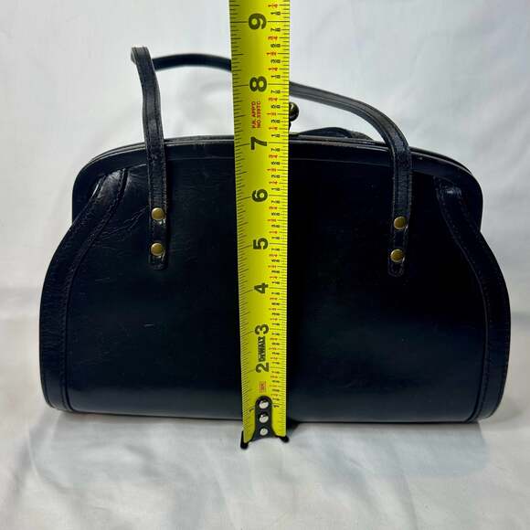 Fossil Forever Vintage Black Leather Kiss-Lock Shoulder Bag - Picture 7 of 10